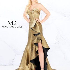 Mac Duggal 67662M Ruffle Slit Skirt Formal Dress